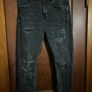 Zara Charcoal Distressed Skinny Jeans